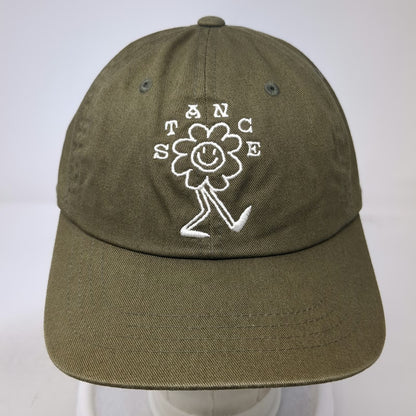Stance Baseball Cap Green One Size Slideback Embroidered Flower Smiley Hat