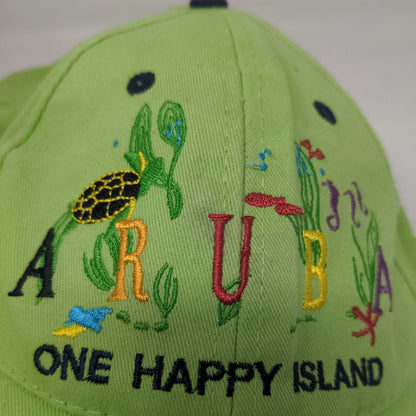Aruba One Happy Island Strapback Hat Green 58cm Adjustable Embroidered