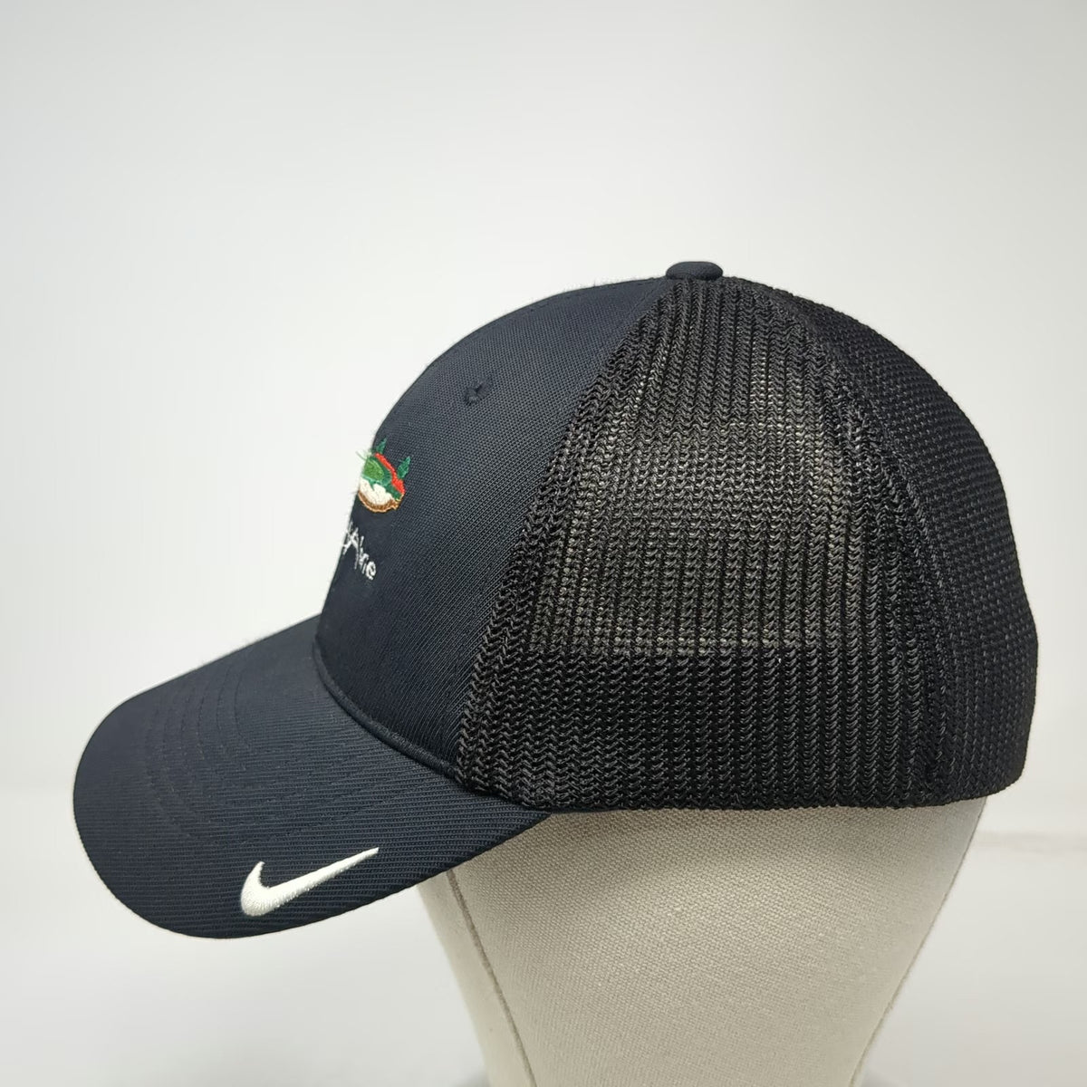 Nike Baseball Cap Black M The Coeur d'Alene Idaho Golf Mesh Flexfit Swoosh Hat