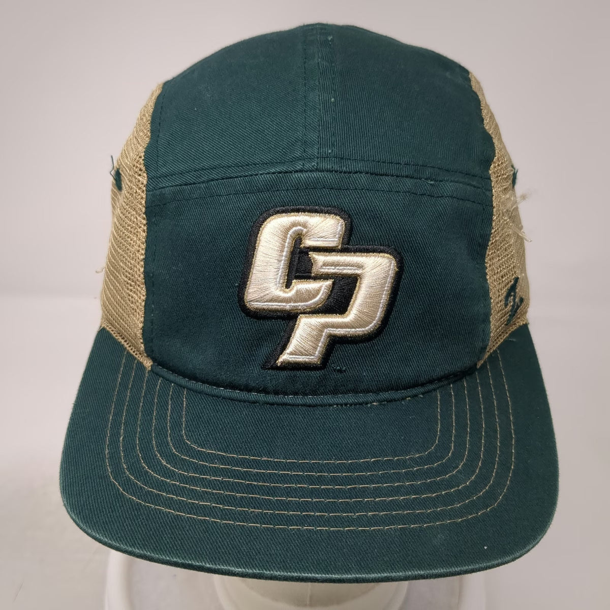 Cal Poly Mustangs NCAA Zephyr 5 Panel Green Beige One Size Mesh Snapback Hat