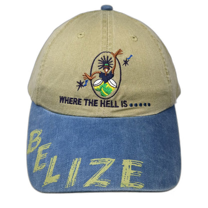 AAI Resort Wear Baseball Cap Beige Blue One Size Belize Travel Souvenir Hat