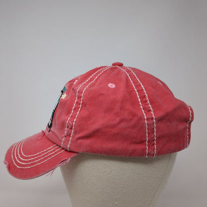 Happy Camper Strapback Hat Pink One Size Adjustable Distressed KB ETHOS Vintage