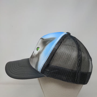 Cat Face Snapback Trucker Hat Multicolor OSFM Adjustable Animal Print Rope Otto