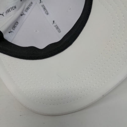 PUMA Stretch Fitted Hat White One Size Solid 6 Panel Vent Holes
