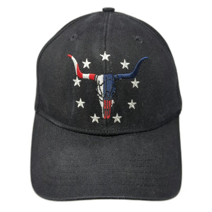 Cody James Snapback Hat Black One Size Patriotic Longhorn Bull Skull Stars