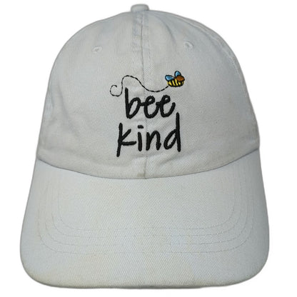 Baseball Cap White One Size Bee Kind Embroidered Honey Bee Nature Slideback Hat