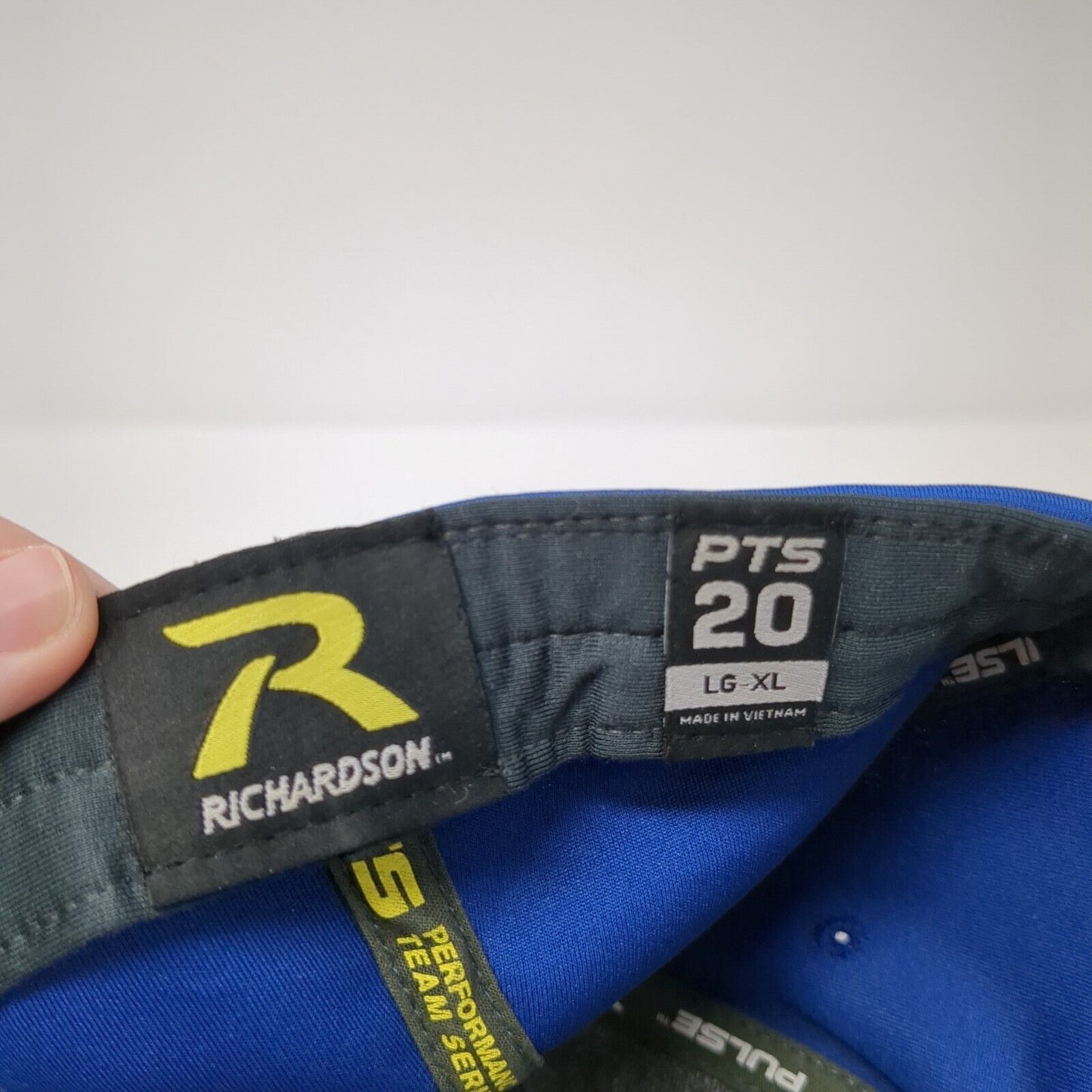 Richardson Pulse Fitted Hat Blue L-XL Embroidered Logo Solid 6 Panel