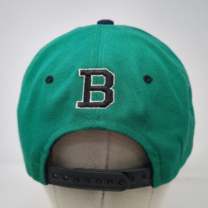Premium Headwear Snapback Green Black White One Size Hat Boston B Logo Flat Bill