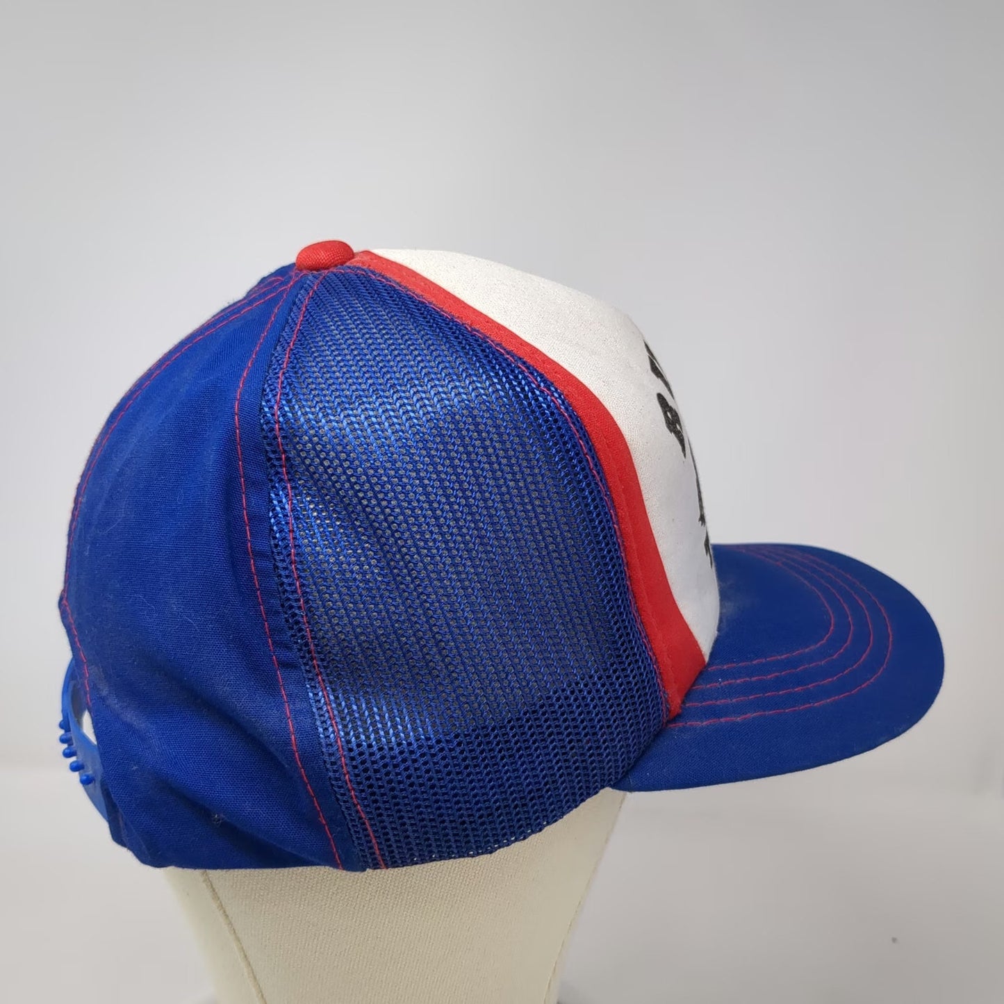 Young An Trucker Hat Blue Vintage Rupp's Trucking Excavation Mesh Snapback Logo