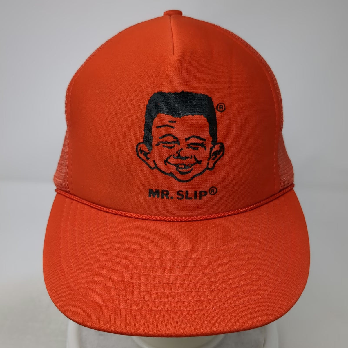 Otto Trucker Hat Orange One Size Mesh Back Snapback Rope Mr Slip Character Hat