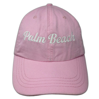 Baseball Cap Pink One Size Palm Beach Script Cotton Adjustable Hat
