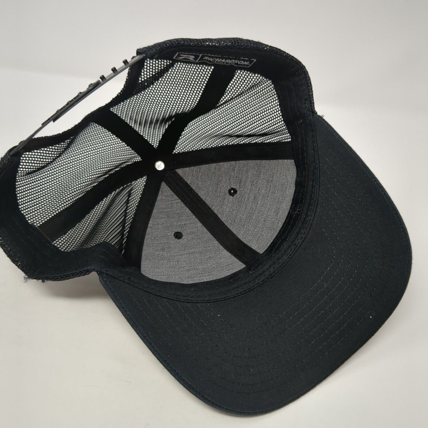 PD Idaho Snapback Trucker Hat Black One Size Adjustable Mesh Back Richardson