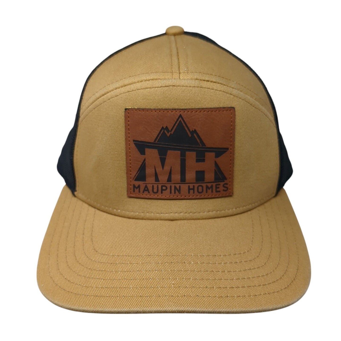 MH Maupin Homes Snapback Trucker Hat Tan OS Adjustable Mesh Red Lbl Outdoor Cap