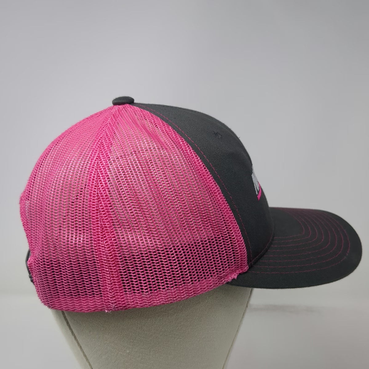 Richardson Trucker Hat Gray Pink One Size Modern Machinery Logo Mesh Snapback