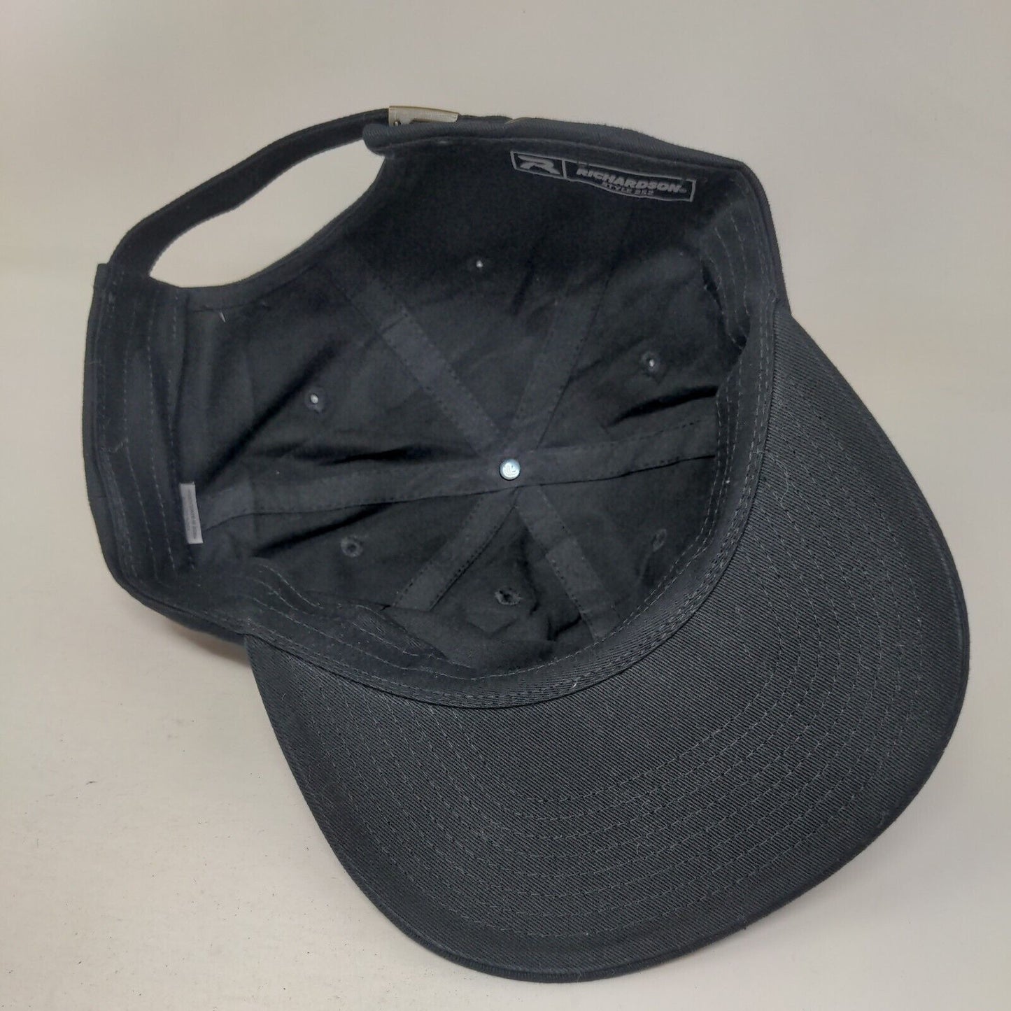 GVL Slideback Hat Black One Size Embroidered Logo Adjustable Richardson