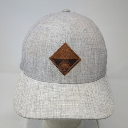 Leather Patch Fitted Hat Gray XL Vent Holes Flexfit Stretch Yupoong