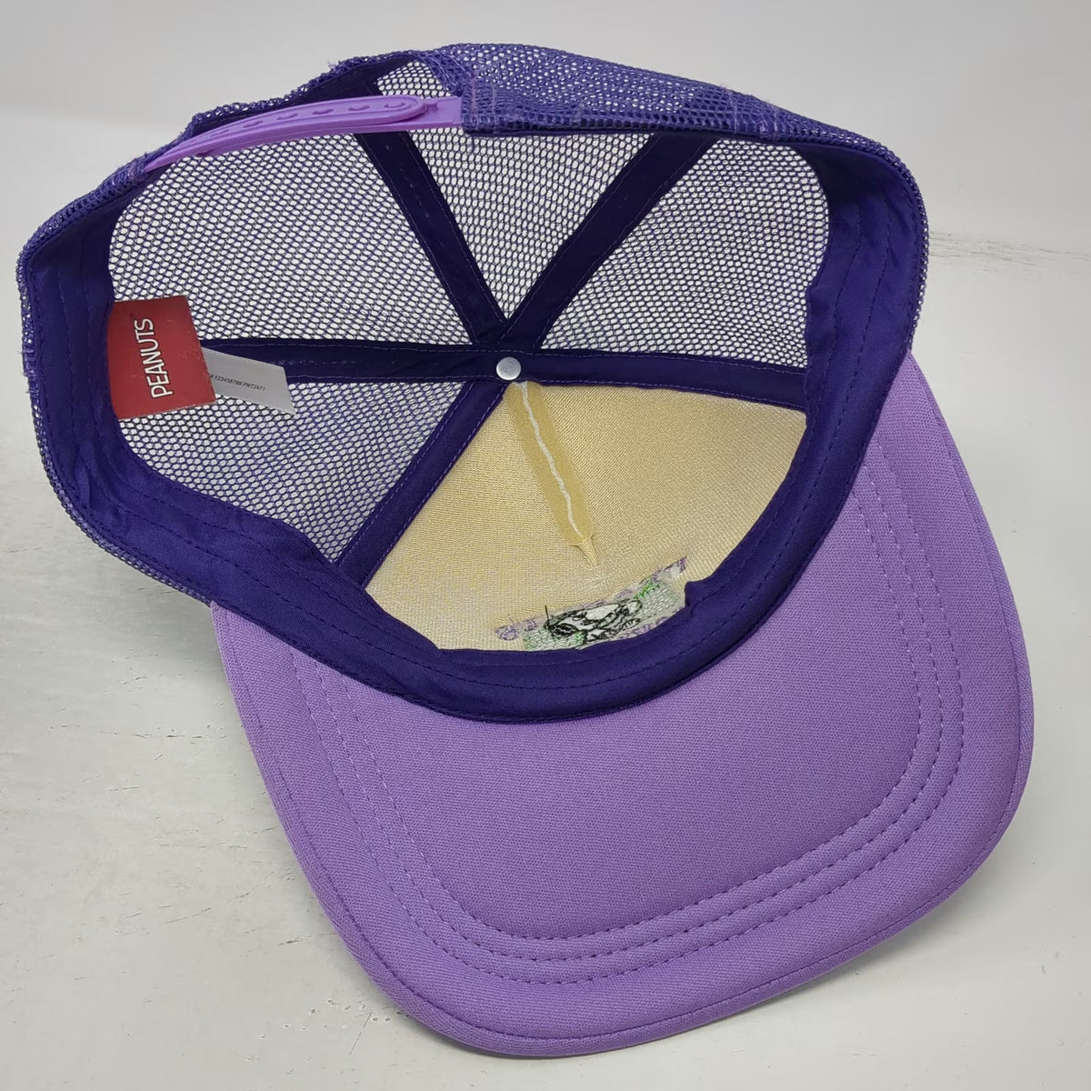 Peanuts Trucker Hat Purple White OSFM Snoopy Pickleball Mesh Snapback Graphic