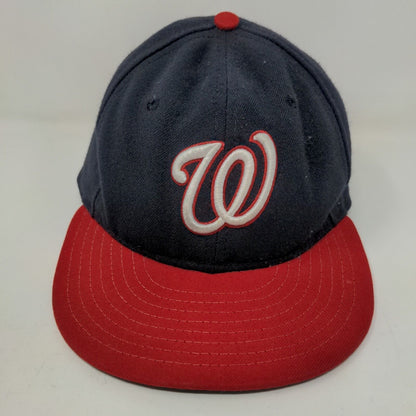 New Era Cool Base Men's Fitted Hat Blue Red Size 7 Washington Nationals Logo USA