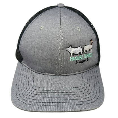 Port Authority Trucker Hat Gray One Size Mesh Maxwell Family Livestock Pig Goat