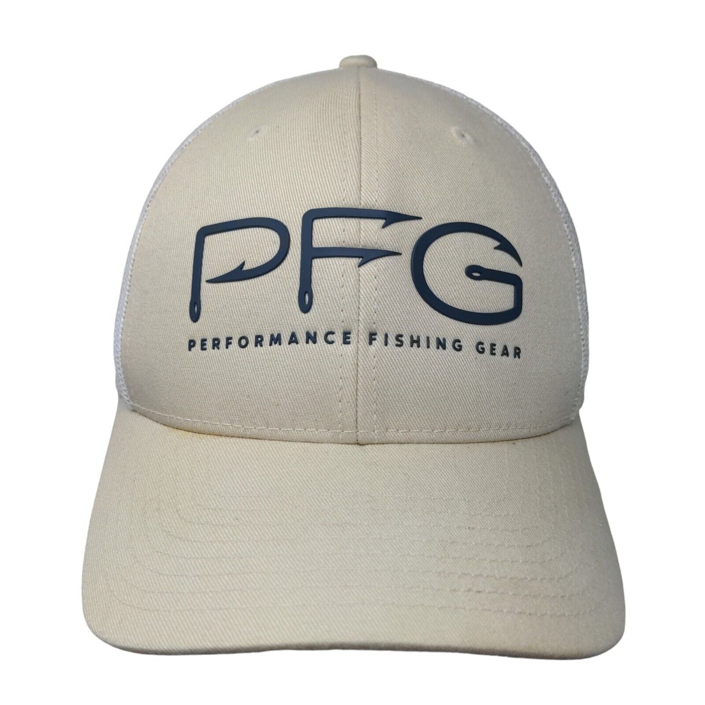 PFG Performance Fishing Gear Snapback Trucker Hat Tan OS Mesh Back Columbia
