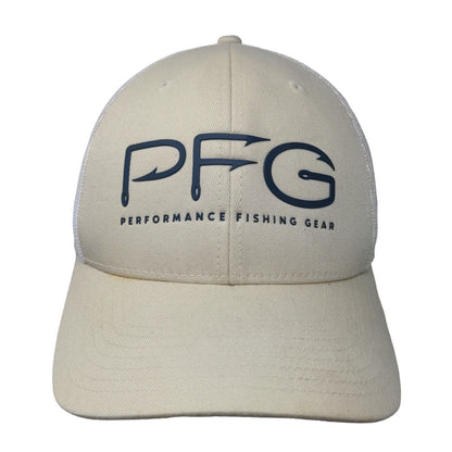 PFG Performance Fishing Gear Snapback Trucker Hat Tan OS Mesh Back Columbia