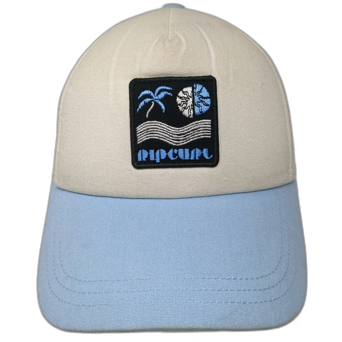 Rip Curl Trucker Hat Beige Blue One Size Mesh Back Snapback Surf Beach Patch