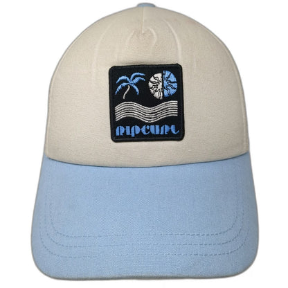 Rip Curl Trucker Hat Beige Blue One Size Mesh Back Snapback Surf Beach Patch
