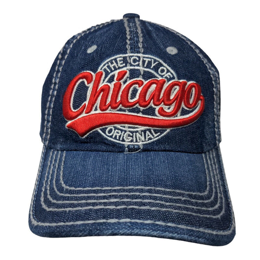 Chicago Strapback Hat Blue One Size Embroidered Denim Robin Ruth W/Tags