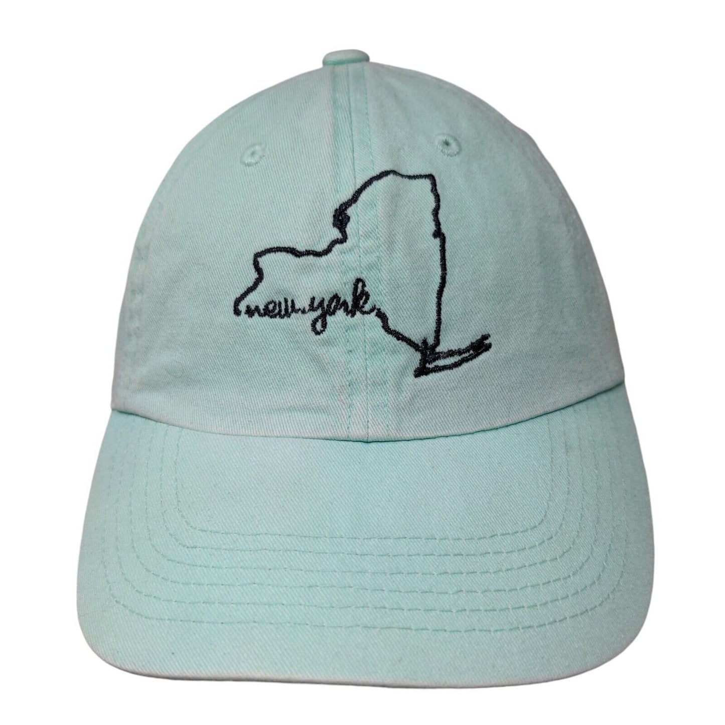 New York Slideback Hat Greenish-Blue OSFM Adjustable Embroidered Home Free