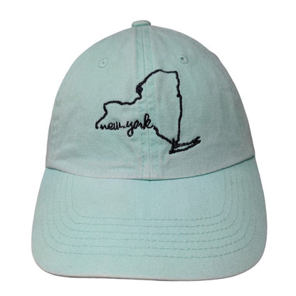 New York Slideback Hat Greenish-Blue OSFM Adjustable Embroidered Home Free