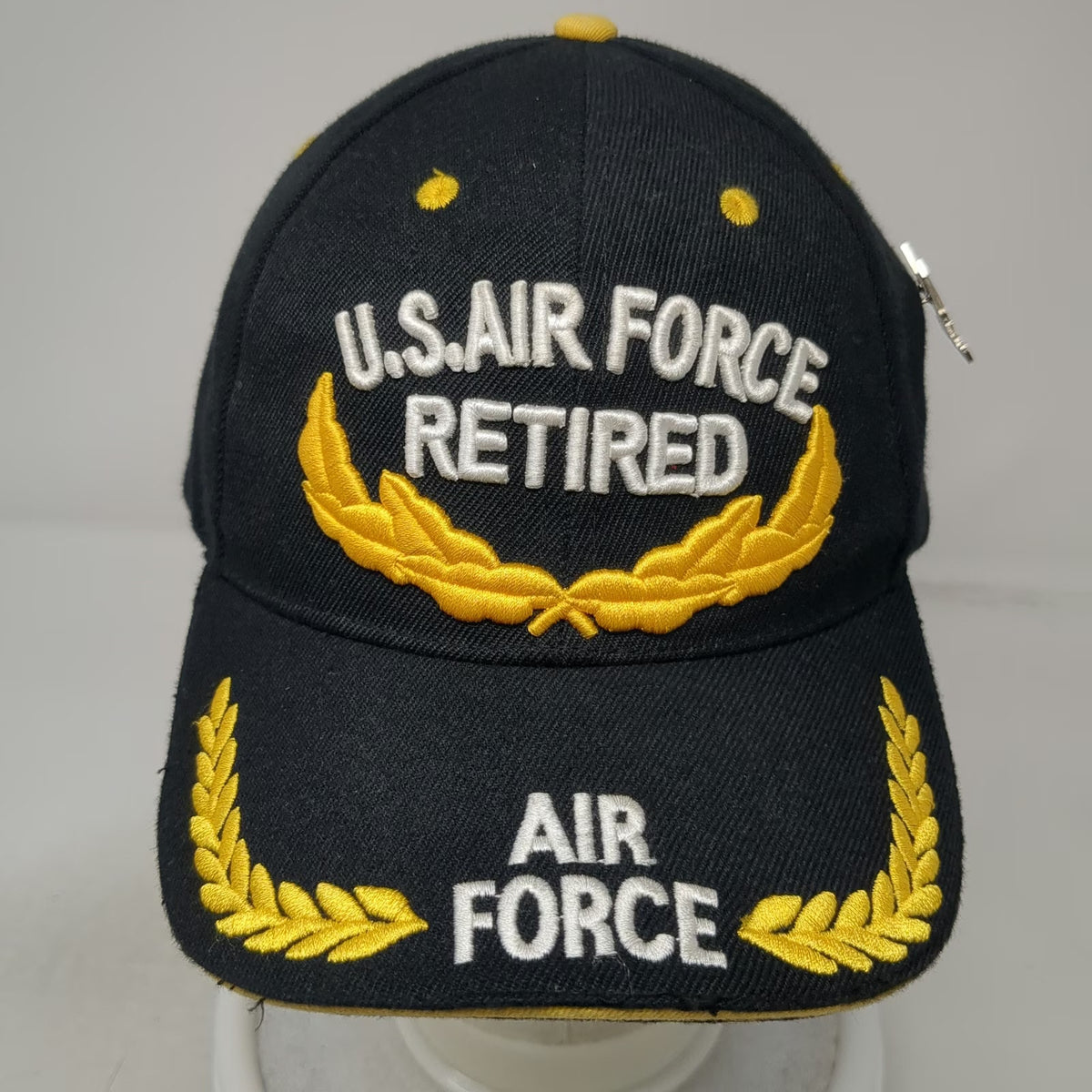 JFH Headwear Baseball Cap Black One Size U.S. Air Force Retired Hat Yellow Leaf
