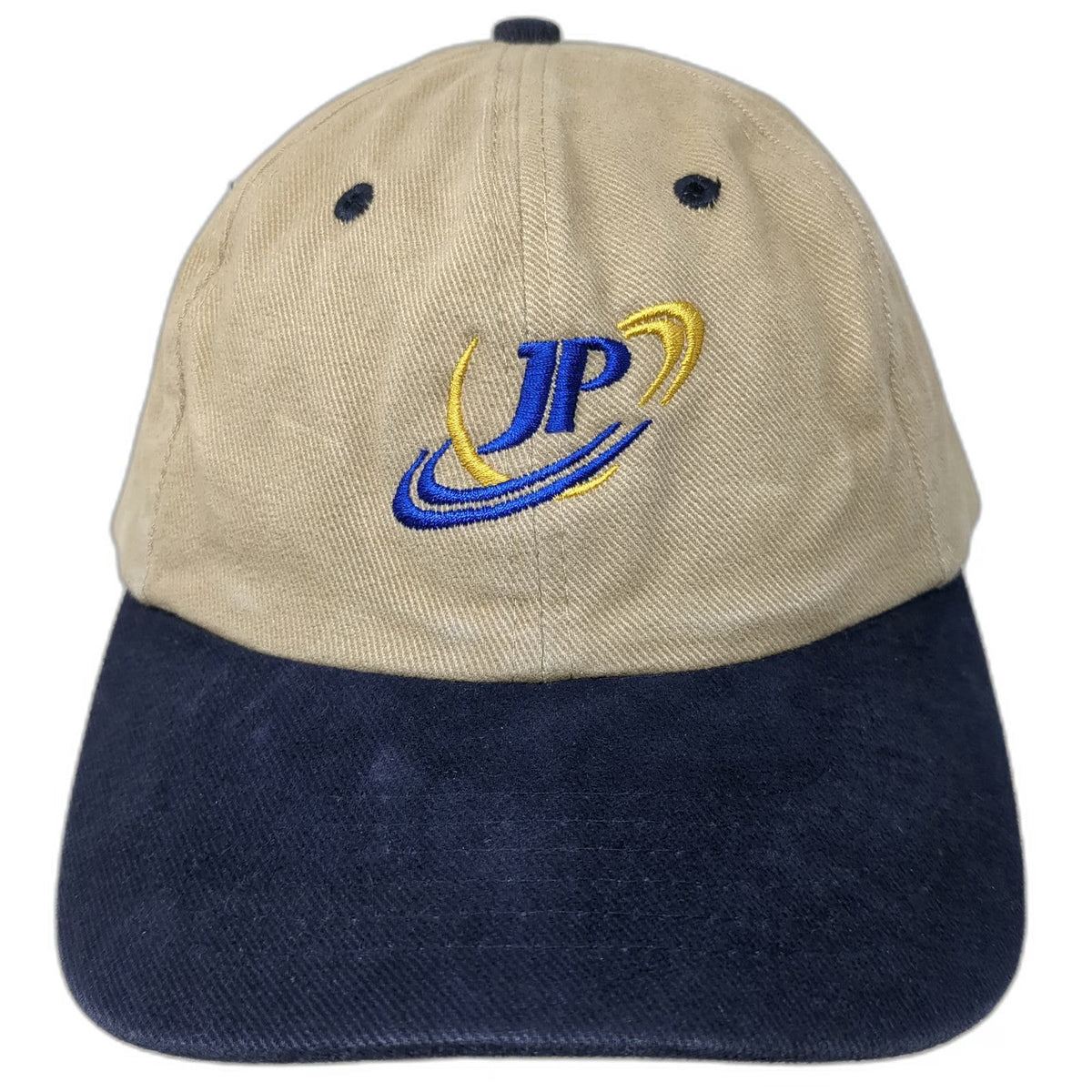 Falcon Headwear Baseball Cap Beige One Size Blue JP Logo Two Tone Slideback hat