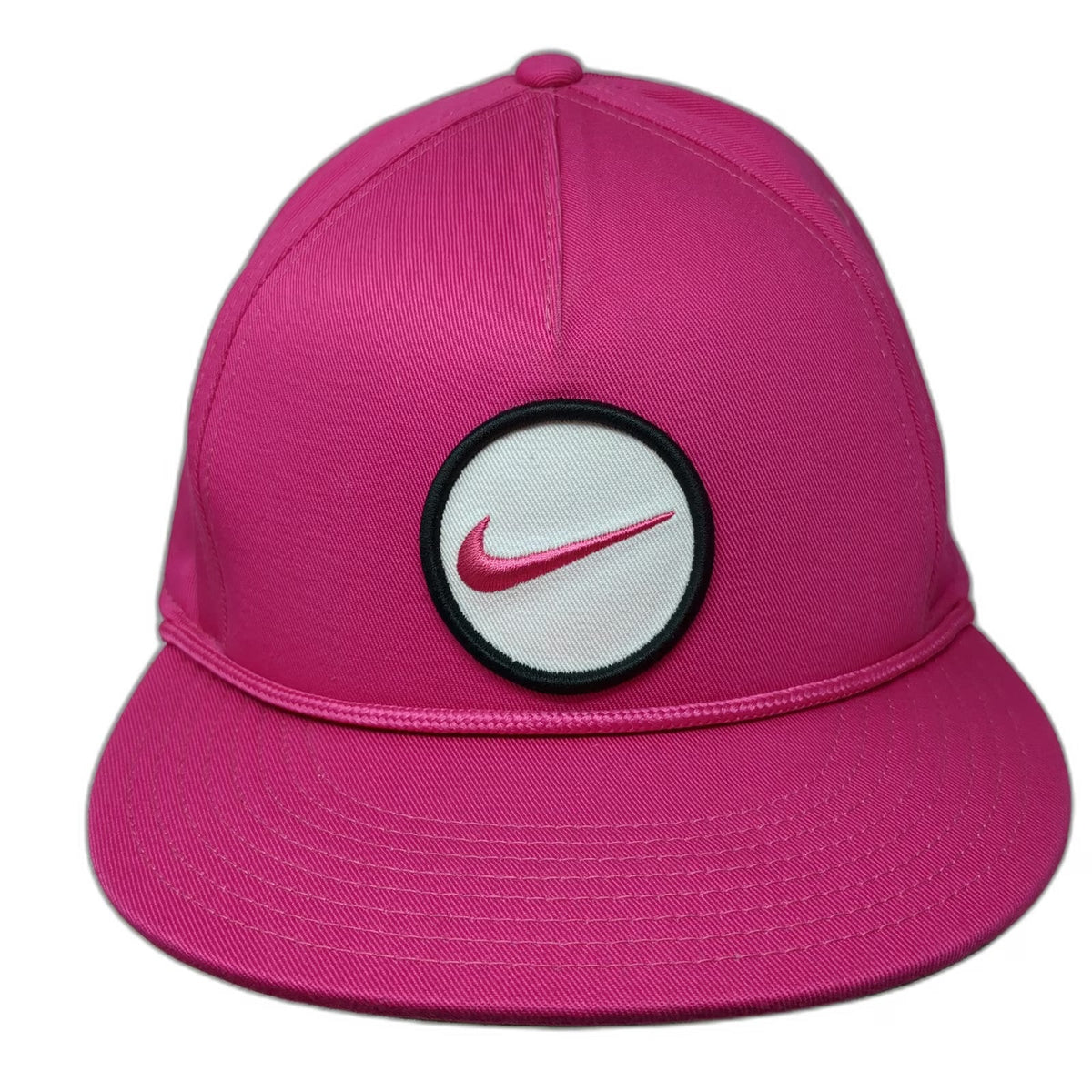 Nike 5 Panel Pink One Size Snapback Hat Golf Swoosh Patch Rope Green Underbill