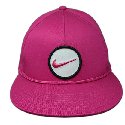 Nike 5 Panel Pink One Size Snapback Hat Golf Swoosh Patch Rope Green Underbill