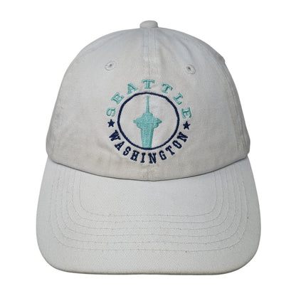 Seattle Washington Strapback Baseball Cap White OS Adjustable Embroidered DMR
