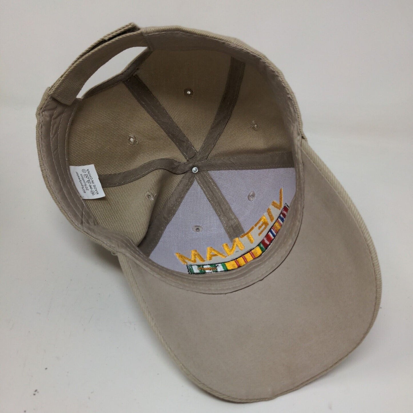 Unbranded Men's Strapback Hat Tan Embroidered Vietnam Veteran Logo Military