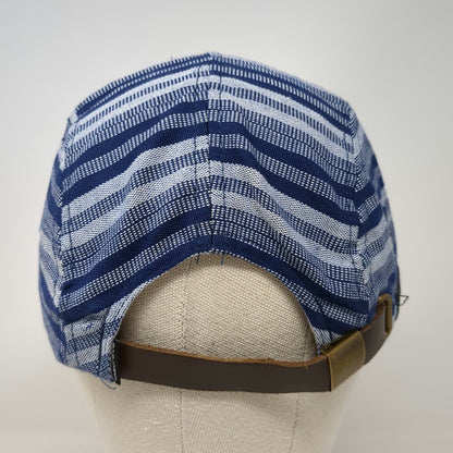 Discrete 5 Panel Hat Blue One Size Wasatch Mountain Patch Striped Flat Brim