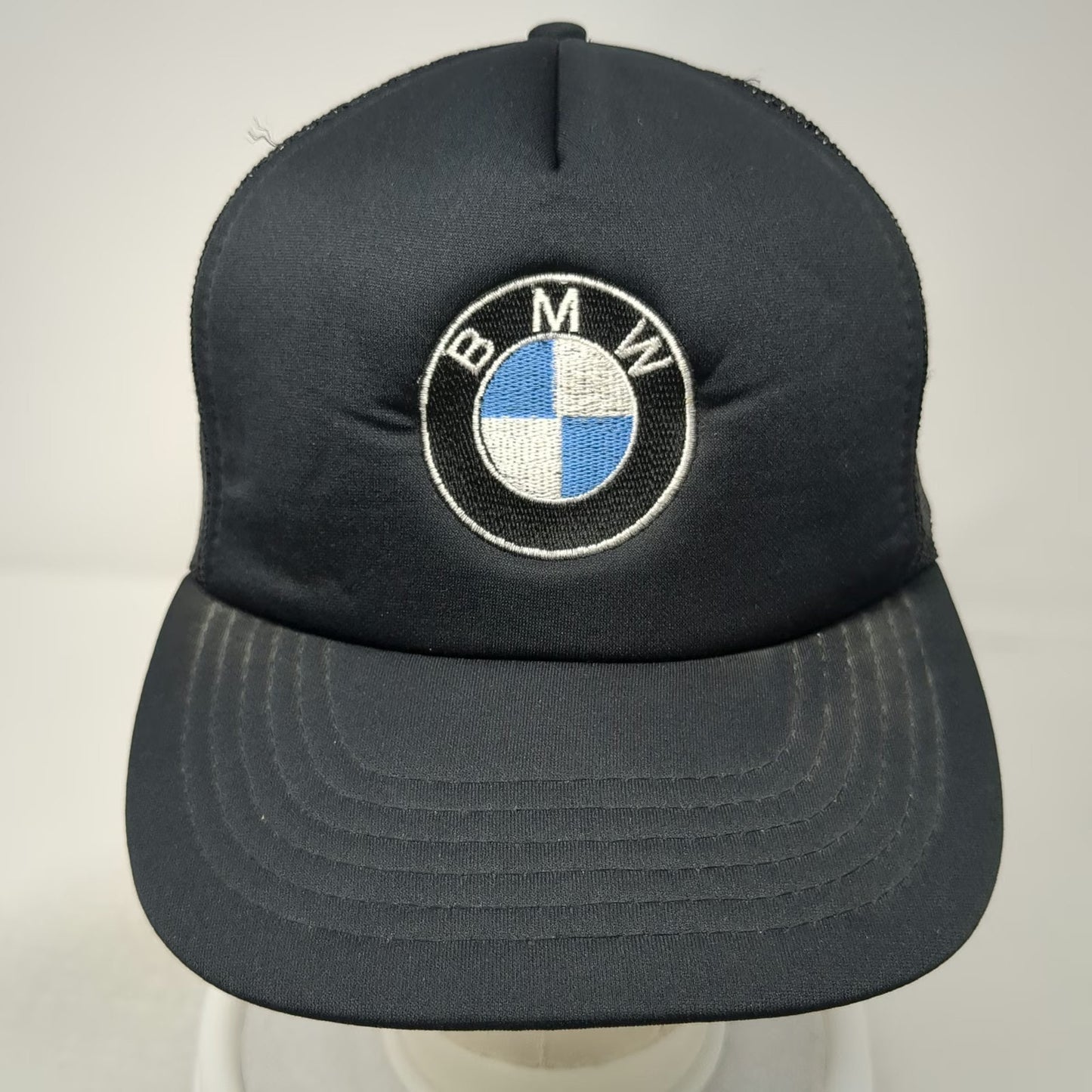BMW Trucker Hat Black Vintage Mesh Back Foam Front Snapback Embroidered Logo