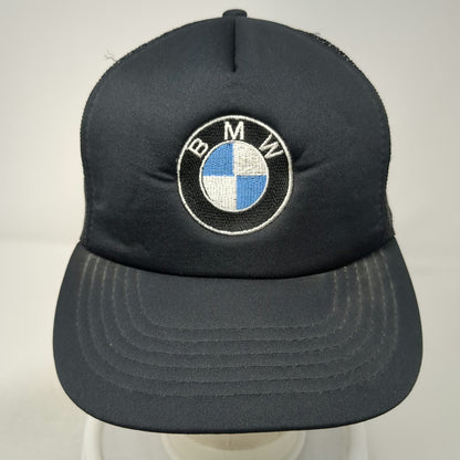 BMW Trucker Hat Black Vintage Mesh Back Foam Front Snapback Embroidered Logo