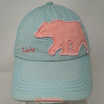 Robin Ruth Idaho Blue Baseball Cap One Size Bear Patch Distressed Strapback Hat