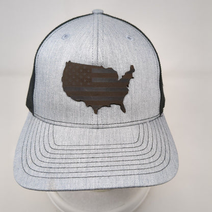 American Flag Snapback Trucker Hat Gray One Size Adjustable Mesh Back Richardson