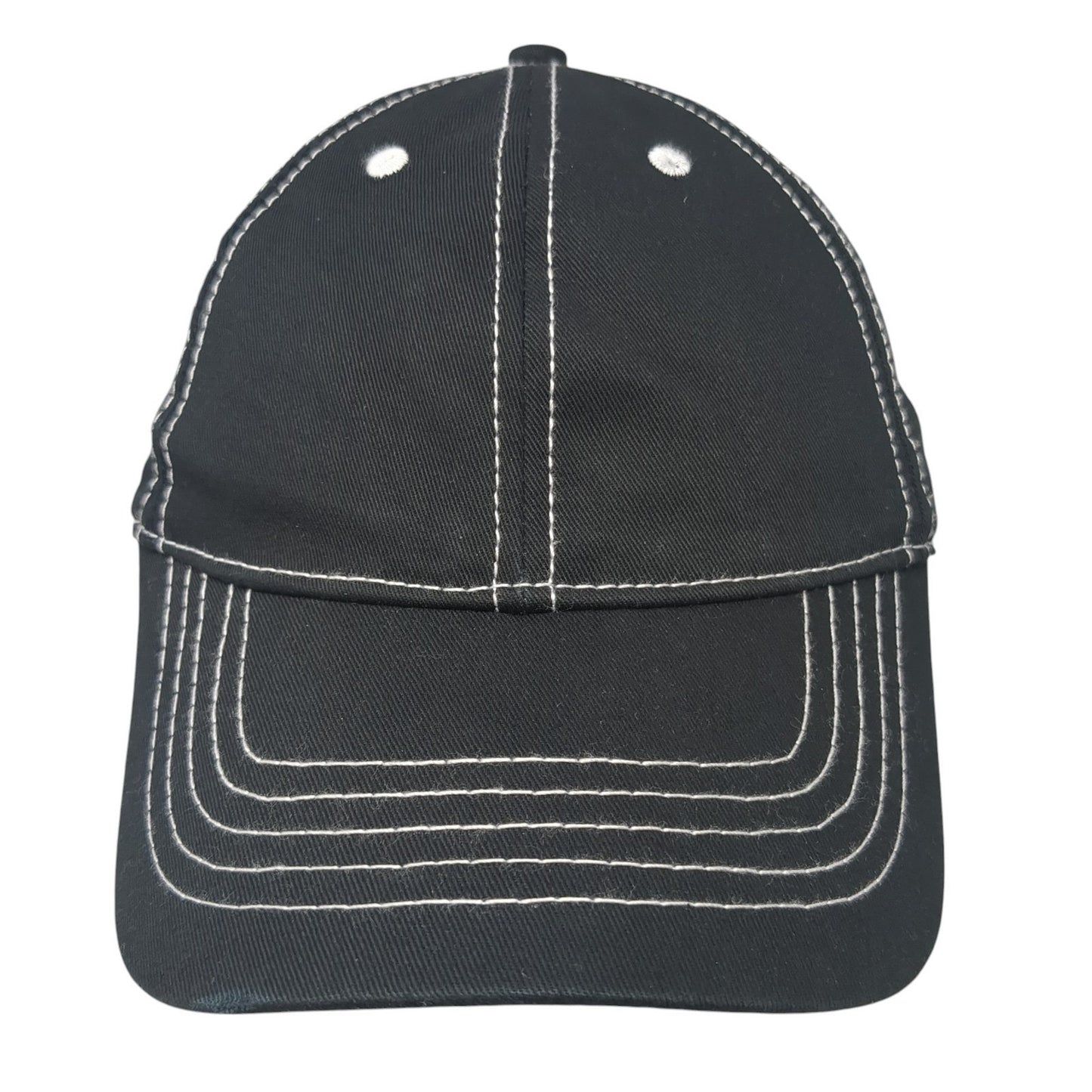 Unbranded Strapback Hat Black One Size Adjustable Solid Cotton Blank