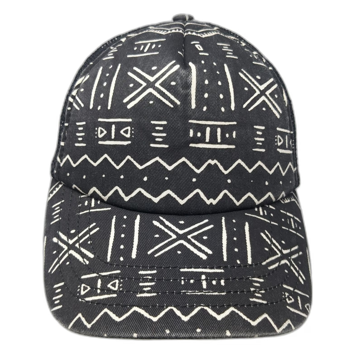 Billabong Trucker Hat Black One Size Snapback Mesh Tribal Geometric Pattern