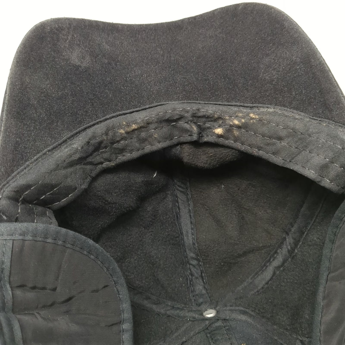 Black One Size Baseball Cap Ear Flaps Fleece Lined Quilted Nylon Slideback Hat