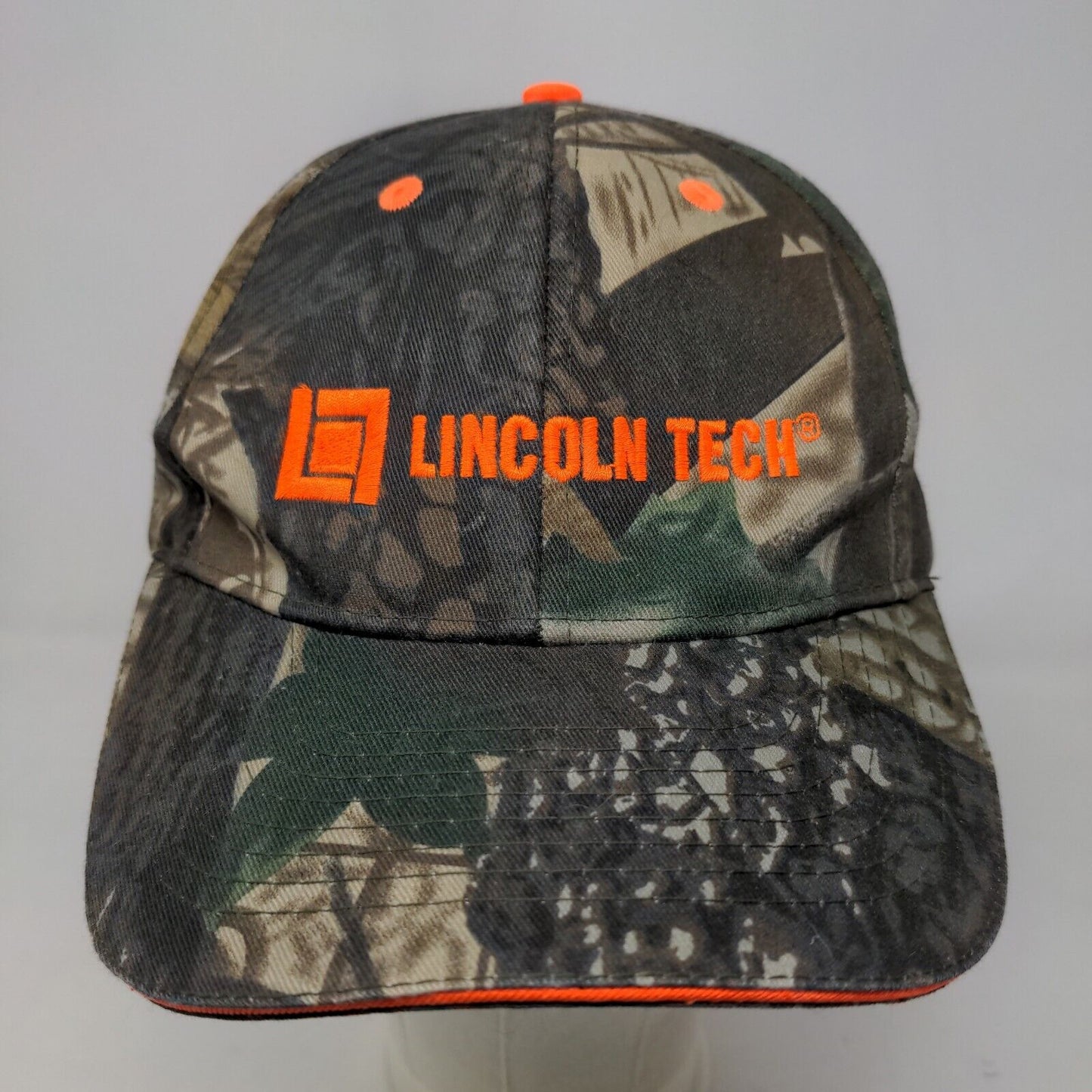 Nissin Men's Strapback Camo Hat Embroidered Lincoln Tech Logo