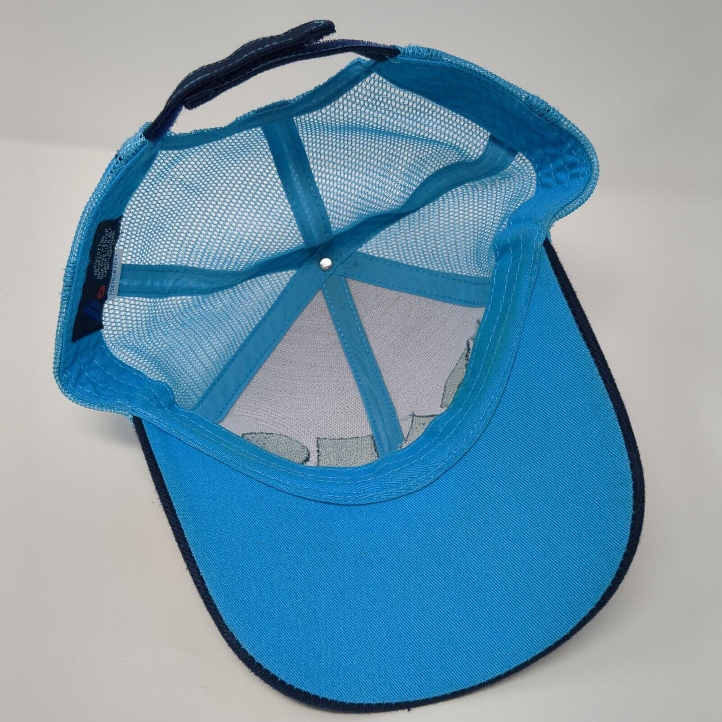 Idaho Strapback Trucker Hat Blue One Size Adjustable Embroidered Mesh Back