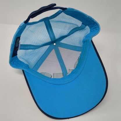 Idaho Strapback Trucker Hat Blue One Size Adjustable Embroidered Mesh Back