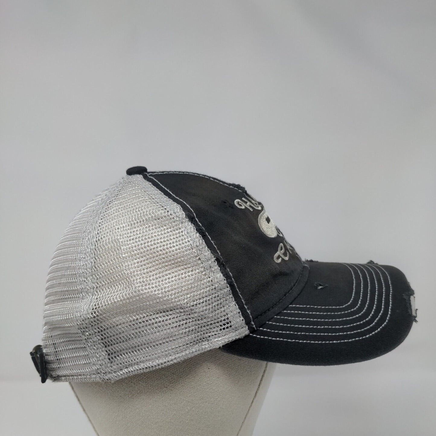 Happy Camper Slideback Trucker Hat Black One Size Embroidered Sportsman