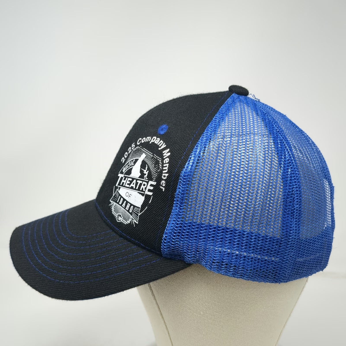 Trucker Hat Black Blue One Size Music Theatre of Idaho 2025 Company Member Mesh