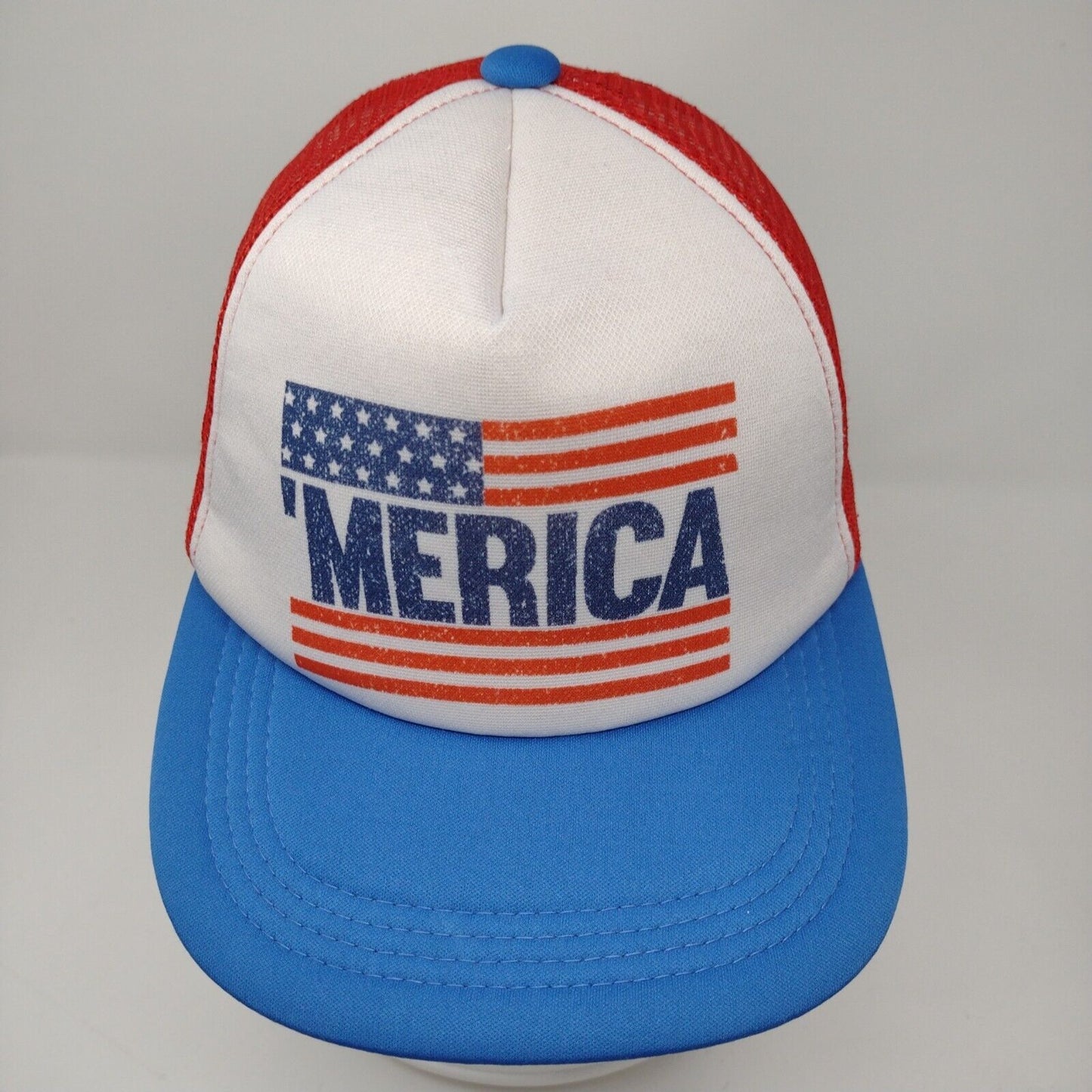 'Merica Flag Snapback Mesh Back Trucker Hat Multi OSFA Colorblock